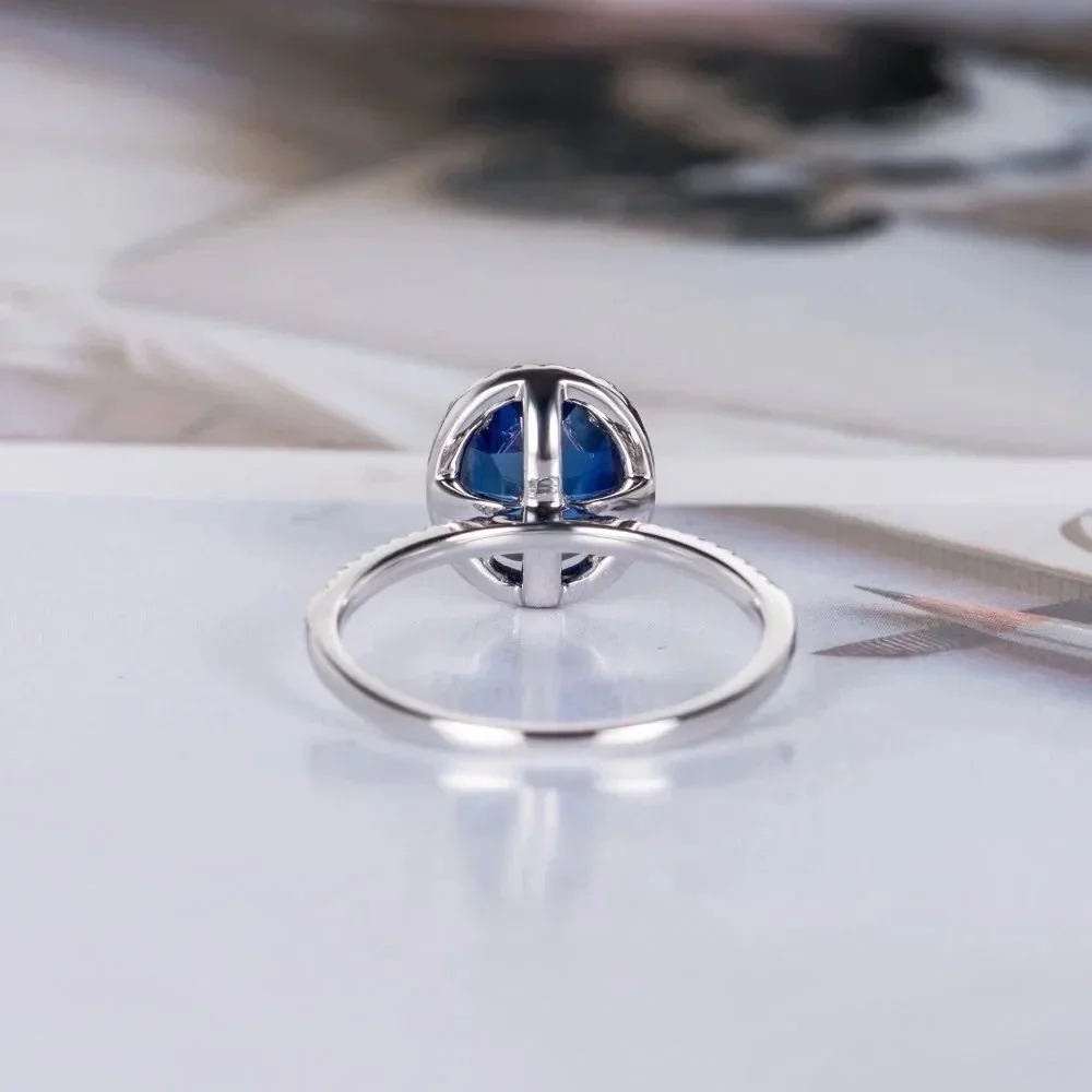 New Women’s 925 Silver Beautiful Blue Sapphire Ring - Picture 5 of 6